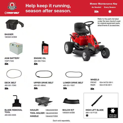 Troy-Bilt TB30B 30 In. 10.5 HP 6-Speed Manual Rear Engine Riding Mower