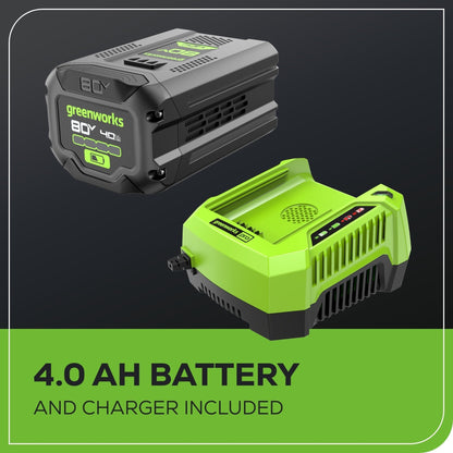80V 21" Cordless Battery Self-Propelled Mower & Blower w/ 4.0Ah Battery & Rapid Charger