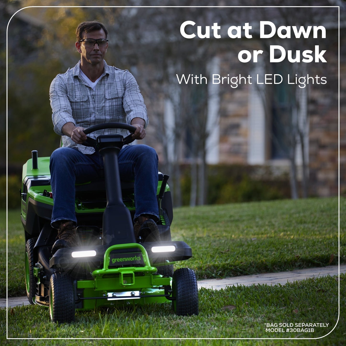 60V 30” CrossoverT Riding Lawn Tractor with (2) 8.0 Ah, (2) 4.0 Ah Batteries & 600-Watt Charger